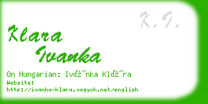 klara ivanka business card